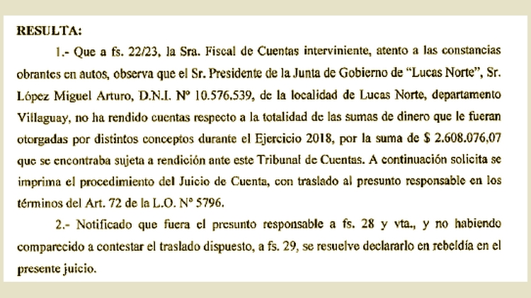 Juntas condenadas a devolver fondos millonarios. La responsabilidad del Ministerio de Gobierno   